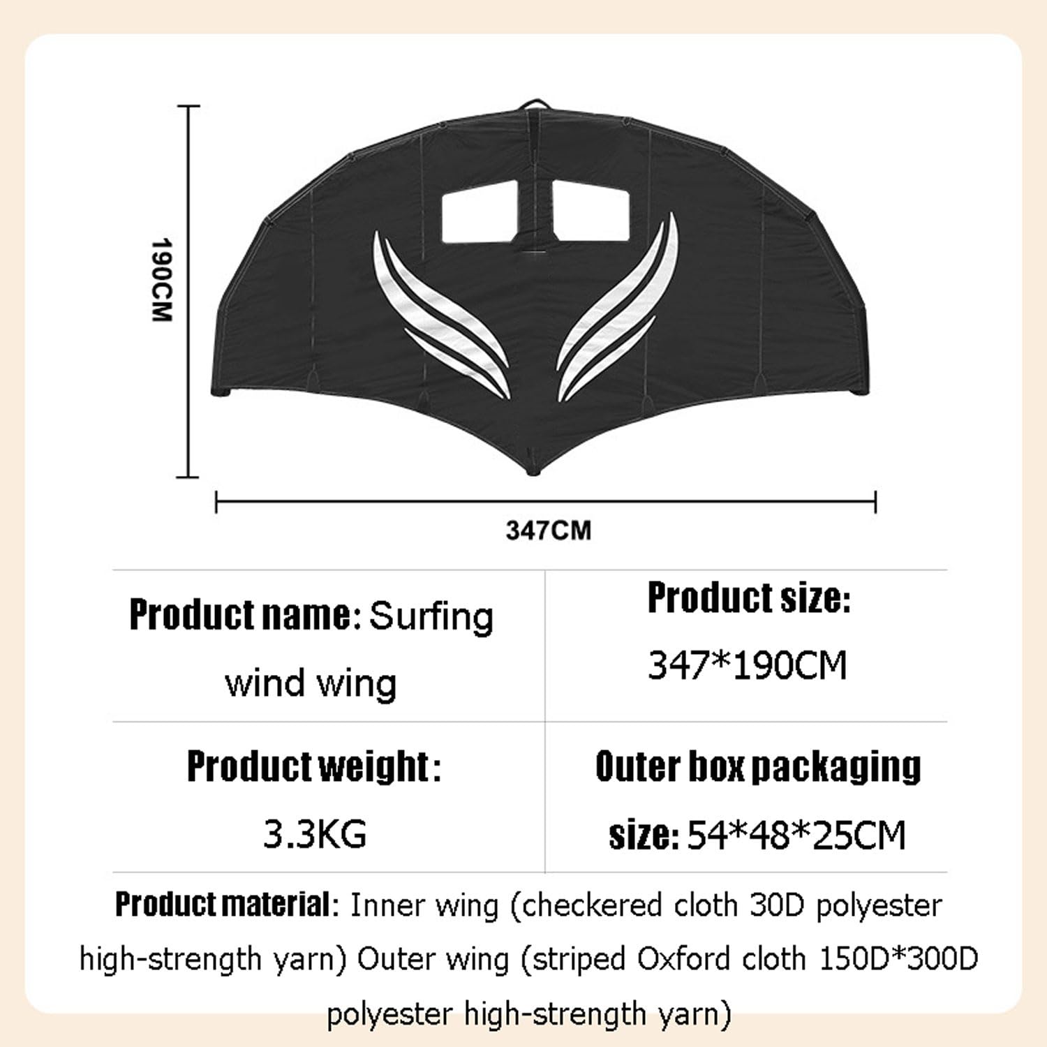Kitesurfen Drachen 5m² Folienfenster mit zwei Airbags für Hand-Surfboarding und Outdoor Schnee Ski Surfen