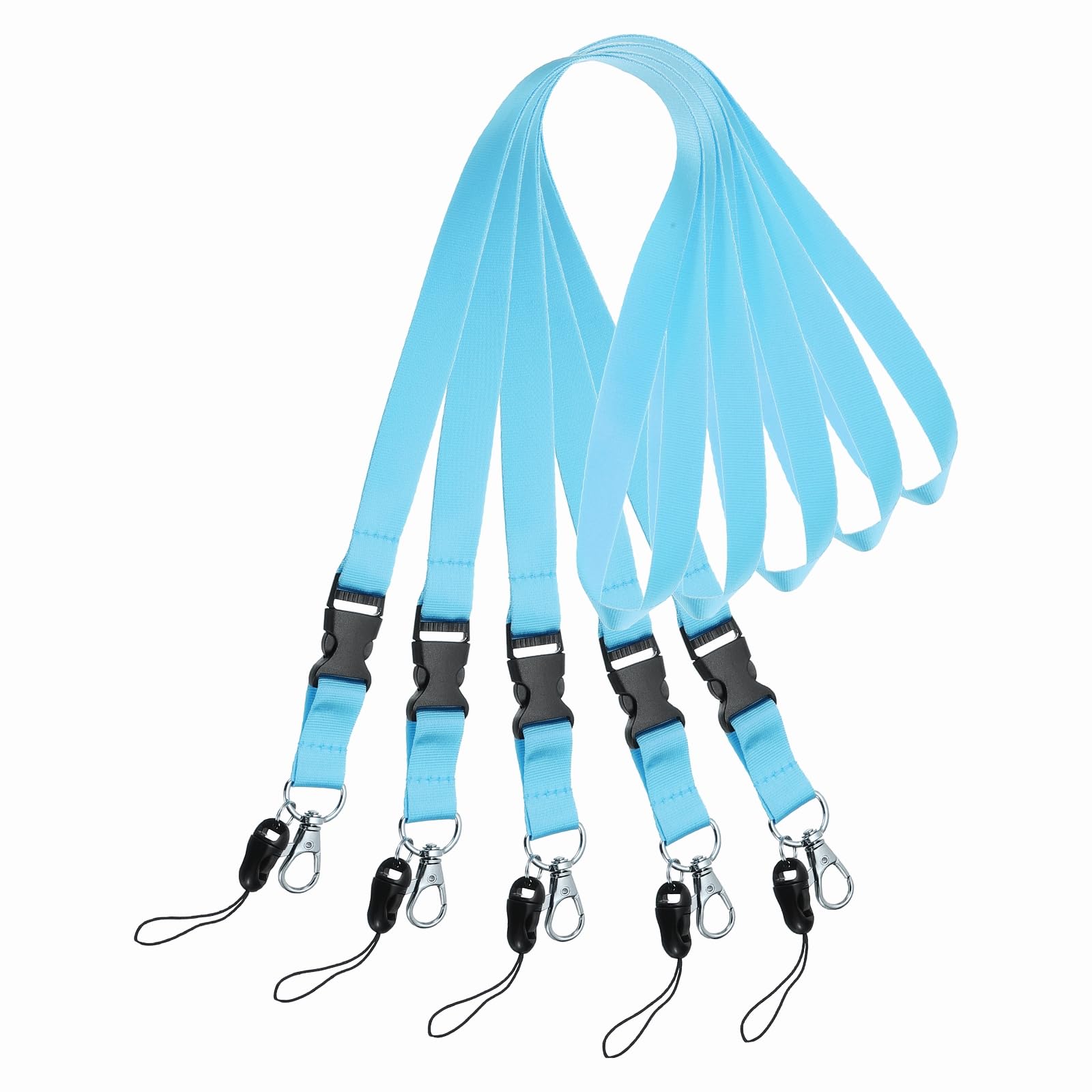 PATIKIL 5 Pack Light Blue Lanyards for Keys, Cool Breakaway Lanyard for Men, ID Badges Holder Straps with Lobster Clasp Keychains for Teachers Office Staff