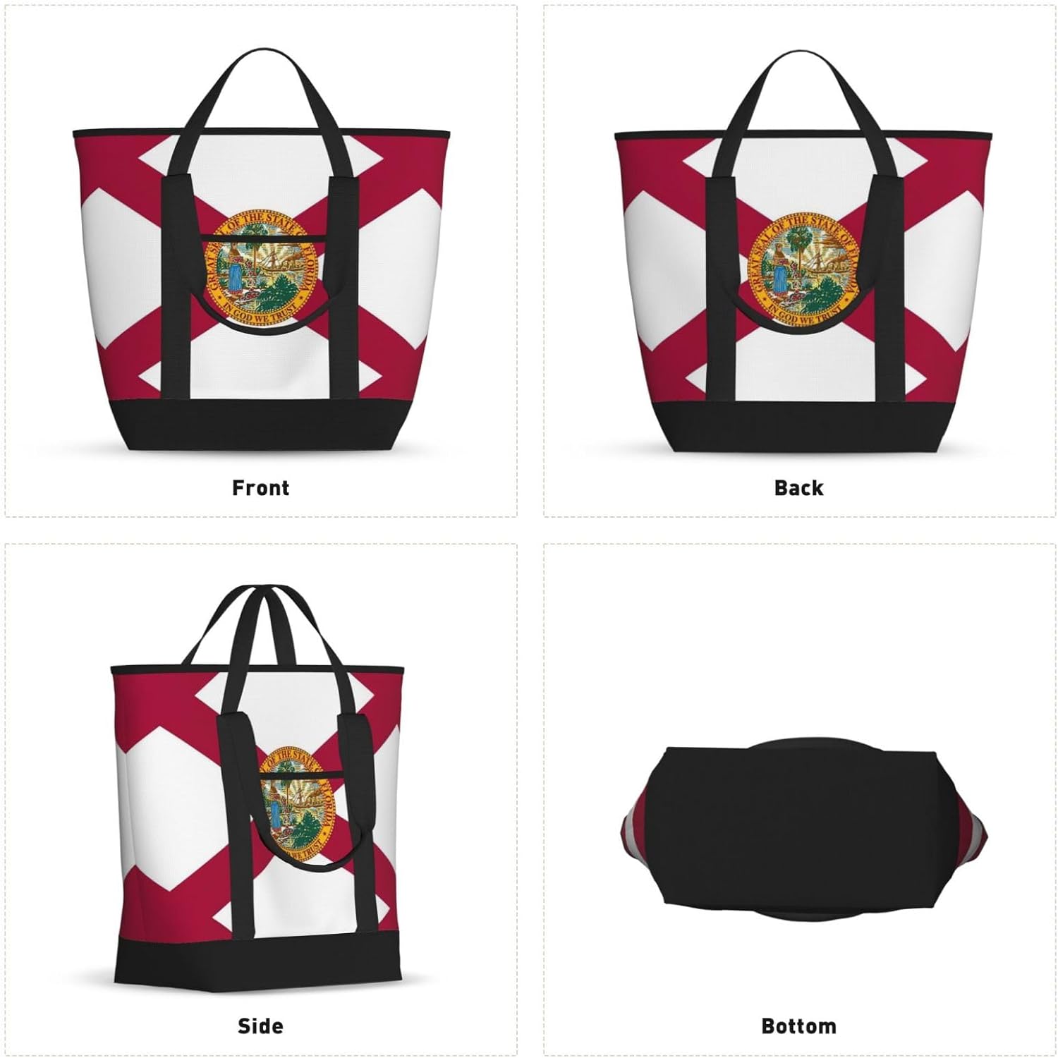 Florida State Flag Print Large Cooler Bag Tote Bag,Reusable Grocery Bag,Lunch Box Bag, For Picnic Beach Camping