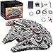 Tecnologia Millennium Falcon Navicella Spaziale Set Di Montaggio,Con Staffa E Luce LED Astronave Creativa Modello Da Collezione,Con Blocco Di Montaggio 8445Pcs Compatibile Con Lego Grey,56*84*23CM
