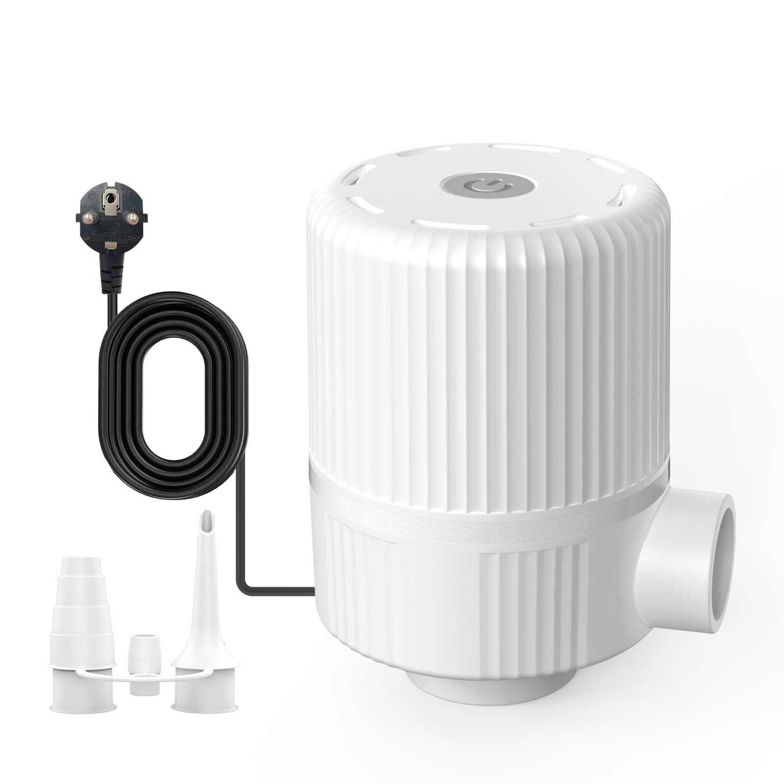 Pompa Sottovuoto da Viaggio, Pompa Elettrica Sottovuoto, 2-in-1 Doppia Funzione (Aspirazione e Gonfiaggio) con 3 Boccagli, per Sacchetti Sottovuoto Vestiti, Letti Gonfiabili,Ciambelle Piscina