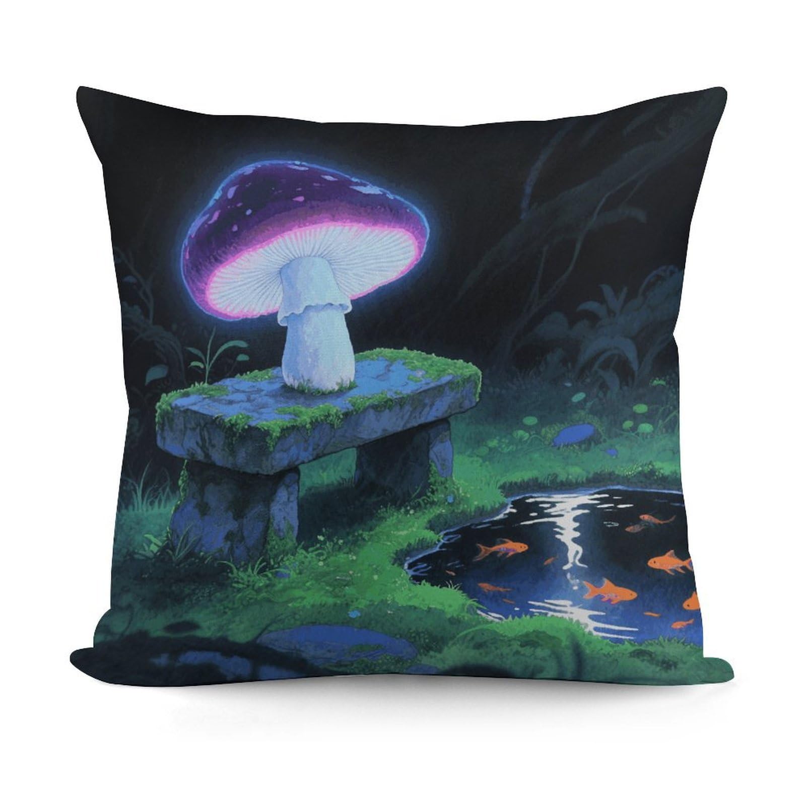 VstaDank Blacklight Mushroom Throw Pillow Cover Soft Square Cushion Cover Art Artwork Pillow Covers Mordern Couch Pillow Covers Decorative Cushion Case for Chair Couch Bedroom Living Room