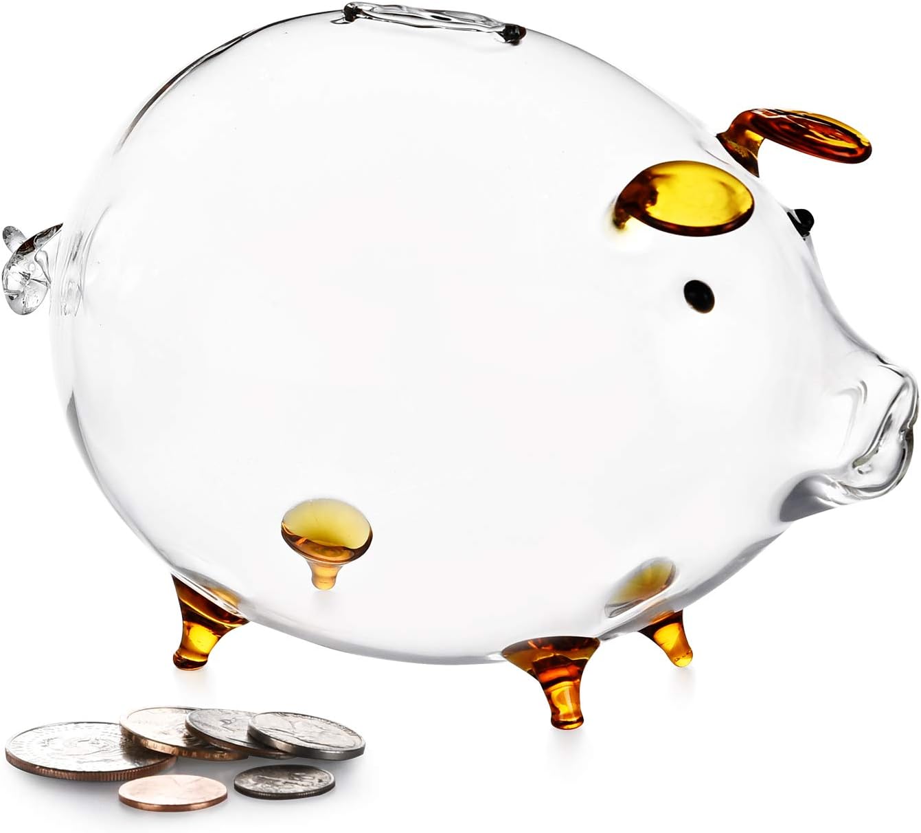 Erreloda Piggy Bank Transparent Creative Glass Coin Bank Small Glass Piggy Bank Money for Children Boys and Girls Birthday Gifts Home Decorative Gift Box Gold