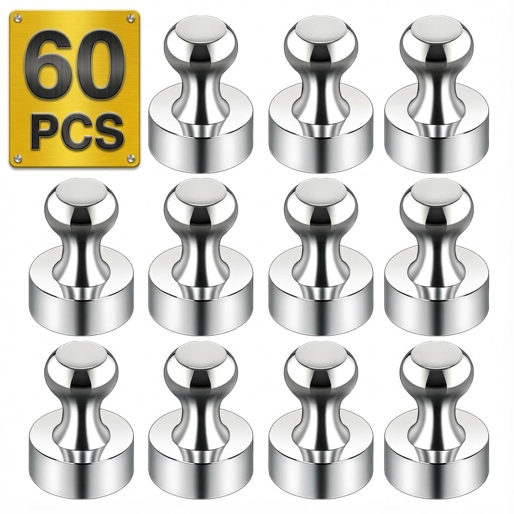 Push Pin Magnets - 60 Pack 7 Assorted Color Strong, Office, Use at Kitchen Home and School Classroom, for Refrigerator Dry Erase Board and Whiteboard. — Amazon image 13