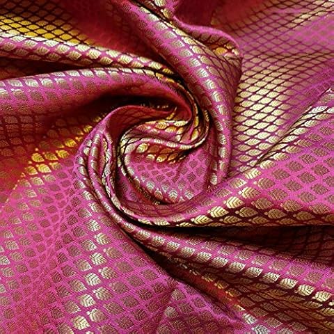 Textile Station Ditsy Gold Leaf Print Brocado Floral Jacquard Print Tela Banarasi India Cover