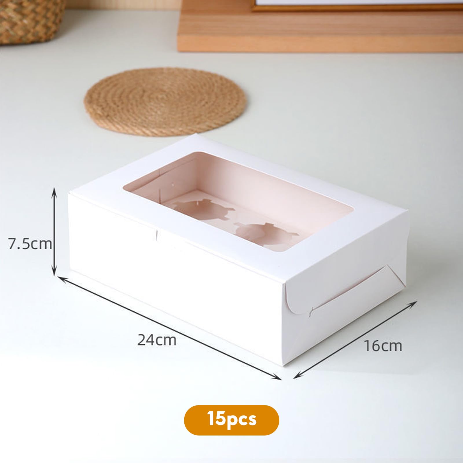 Scatola per cupcake, 15 pezzi, in cartone con finestra, per cupcake