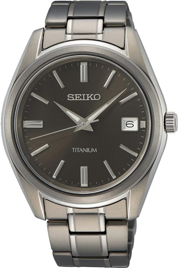 Seiko Men's Analog Quartz Watch with Titanium Bracelet SUR375P1
