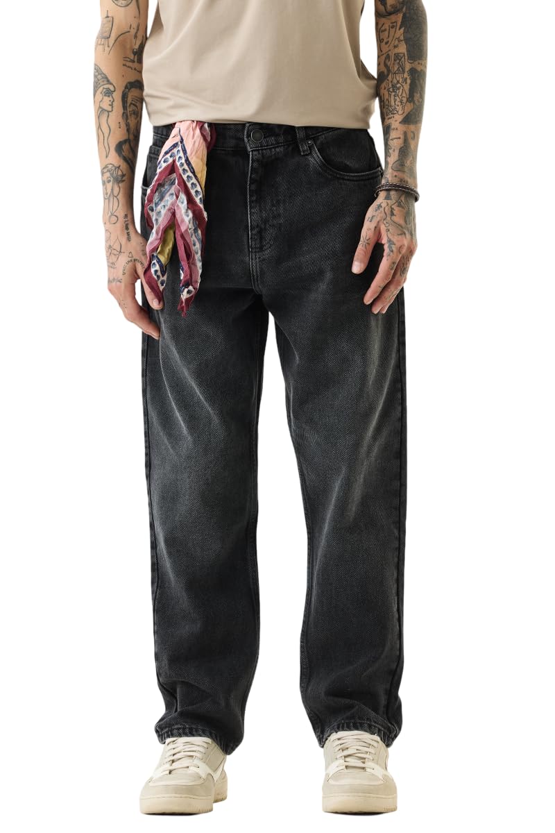 Men Jeans | Baggy Fit Relaxed Style | 100% Cotton Woven Fabric | Full Length Straight Leg Design | Durable & Comfortable Casual Wear-image-3