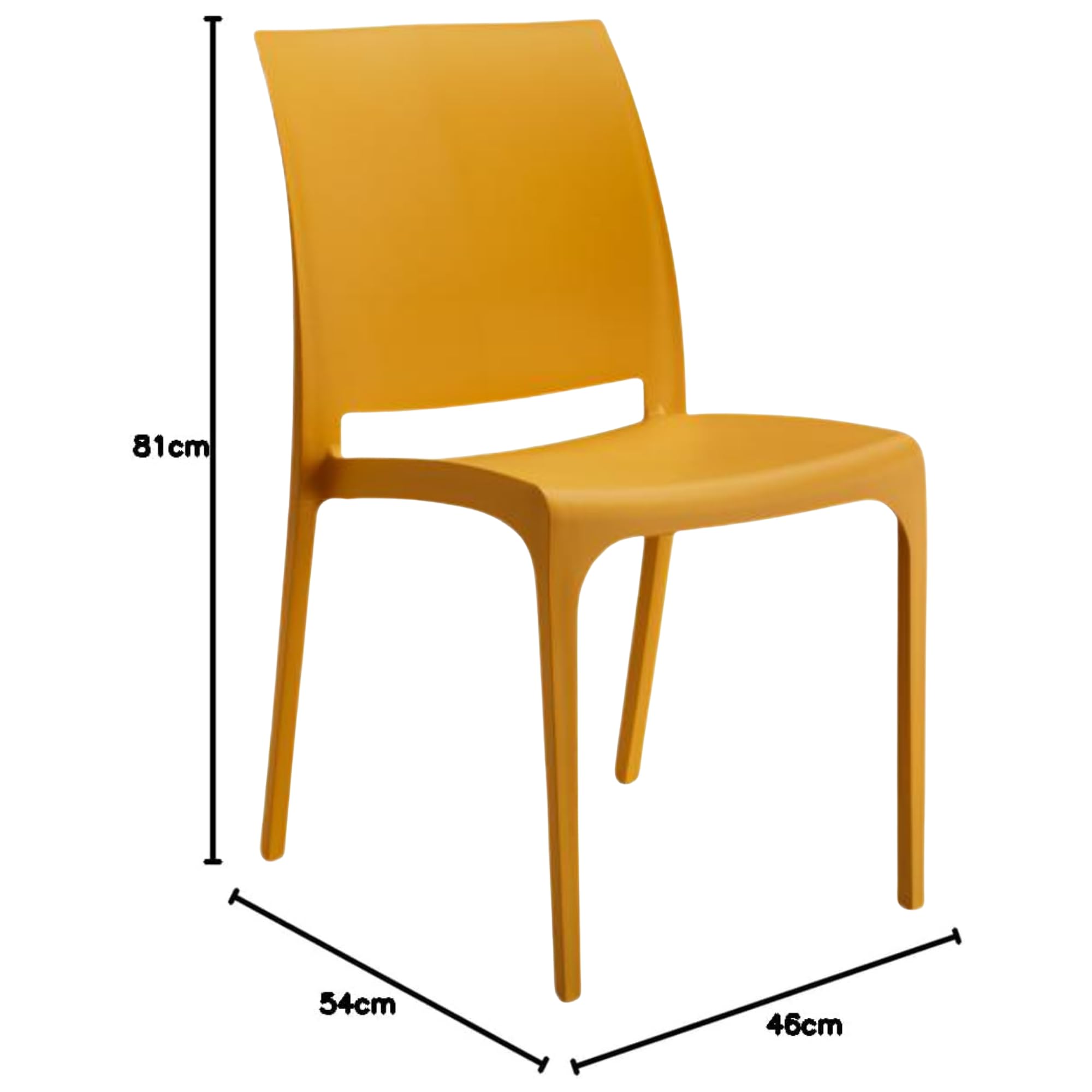 HOUSE COLLECTION , SEDIE VOLGA, SENZA BRACCIOLI, IN POLIPROPILENE, SENAPE, DESIGN IMPILABILE, (BCA175x4)