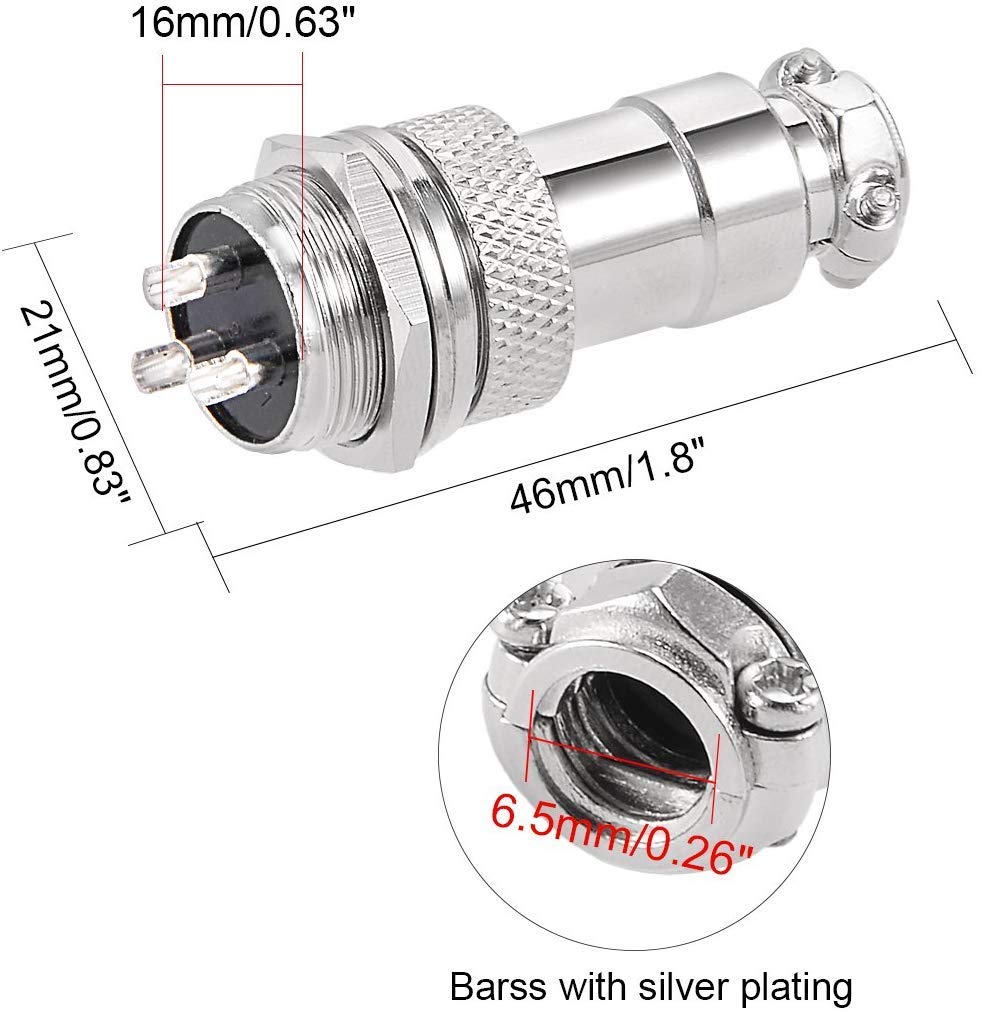Lsgoodcare Connettore Aeronautico 16MM 4Pin, 20pz GX16-4 4P Maschio Femmina Filettatura Connettore del Pannello Metallico Spina con 10Pz Tappi per