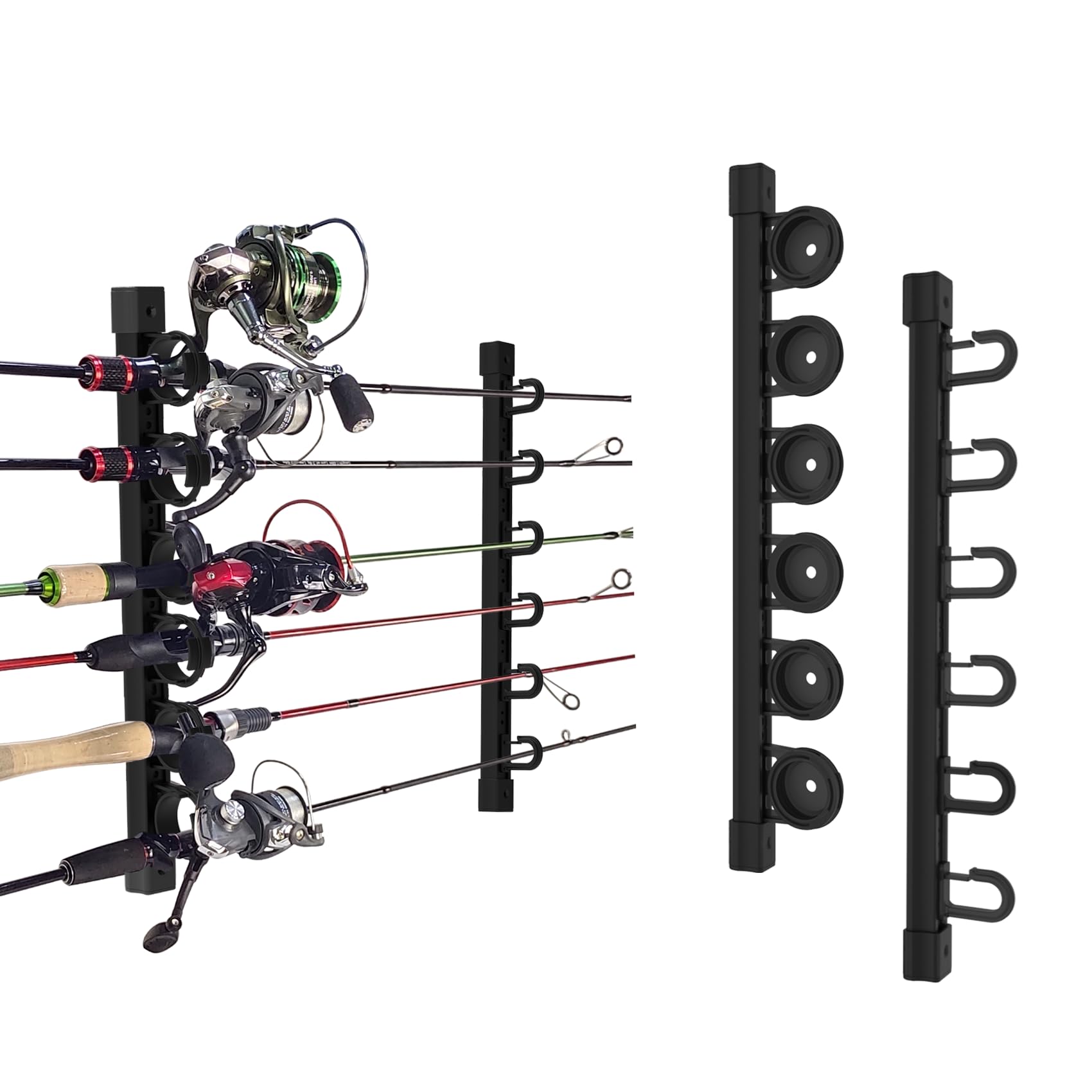 Aventik Fishing Rod Holder for Garage, Ceiling, Wall Mounted Fishing Rod Rack 6 Fishing Pole Storage Vertical/Horizontal Garage Slide Fishing Pole Rack