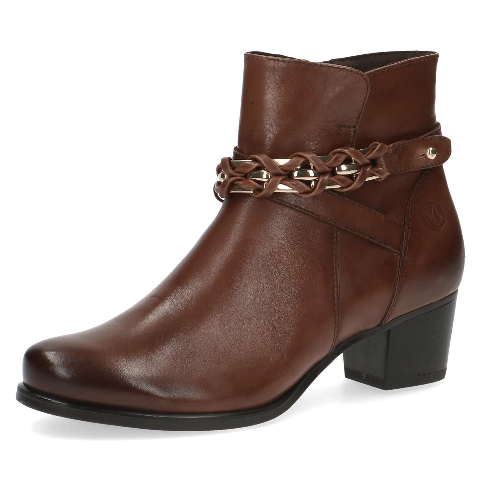 Caprice Women's ankle boots with heel Airmotion in leather low heel Width G, Brown (Cognac Nappa), 5 UK