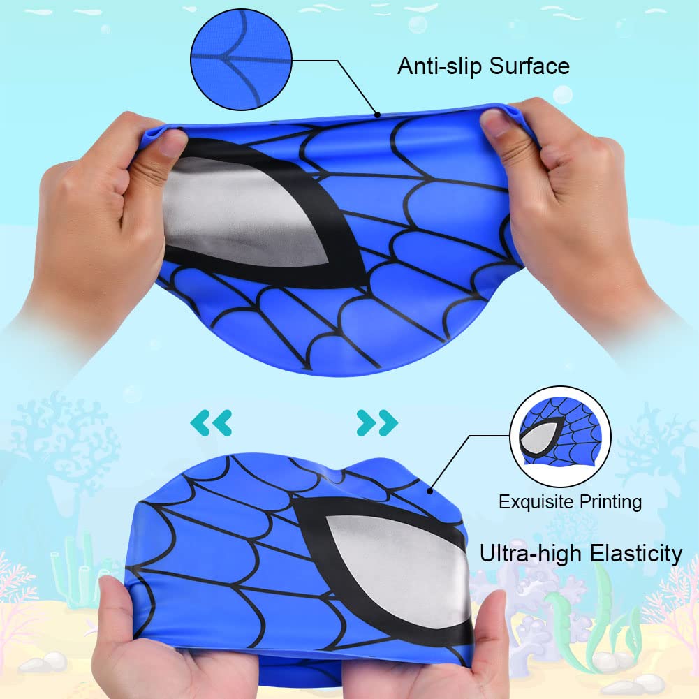 Cuffia Da Nuoto Silicone Tema Uomo Ragno - Impermeabile, Ipoallergenica, Per Bambini E Capelli Lunghi - Foto 10