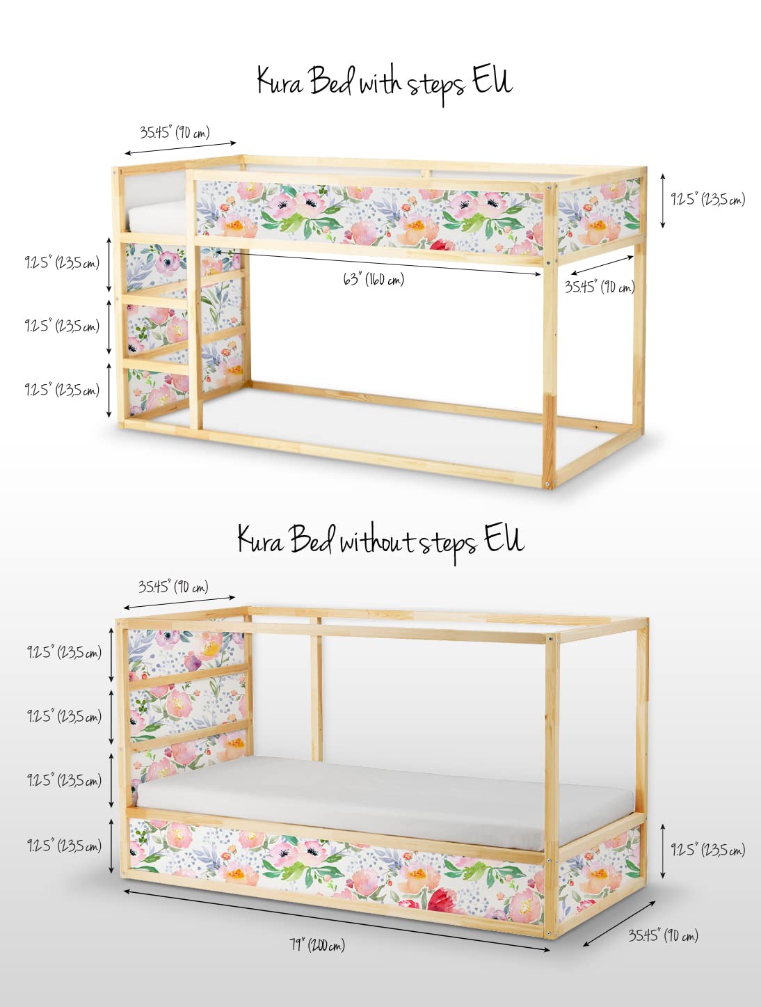 Coloray Conjunto de Pegatinas Cama Kura Pegatina Para Niños Set con Pasos - flores de campo