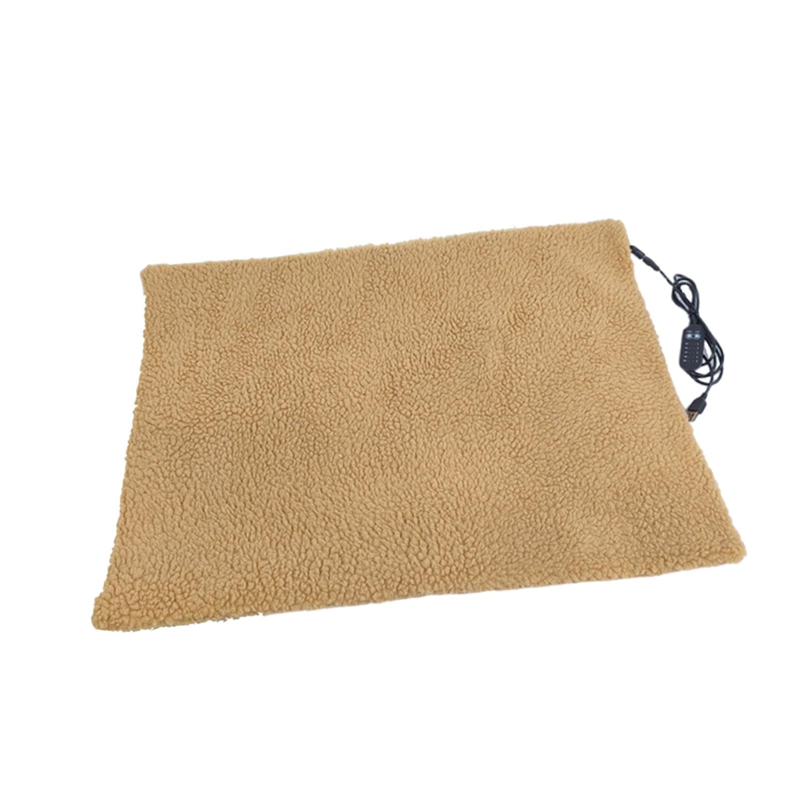 Coussin Chauffant pour Chats, Tapis Chauffant pour Chat Utilisable à L'intérieur et à L'extérieur, 5 Niveaux de Température, Coussin Chauffant, Brun