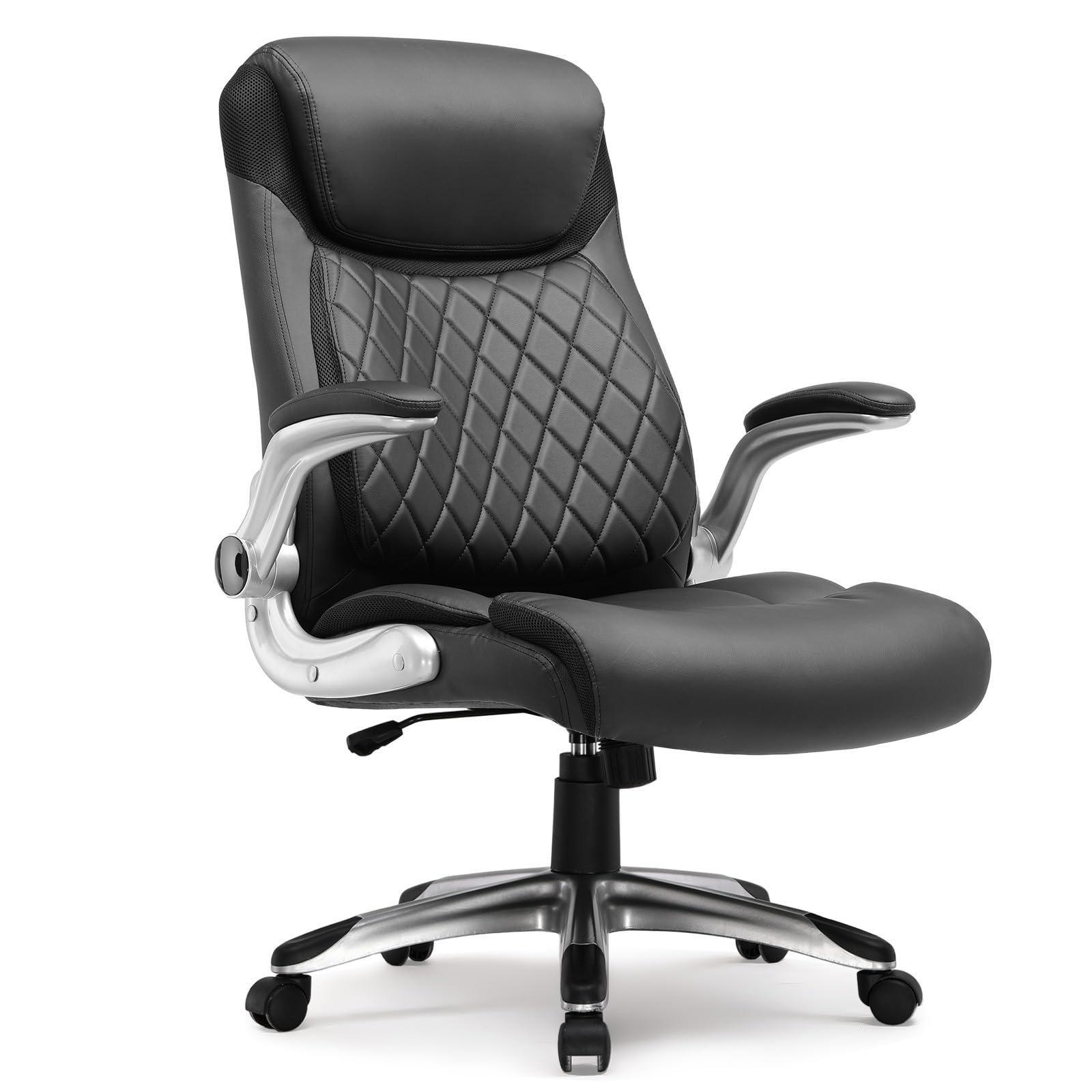 GTRACING Ergonomic Office Chair Premium PU Leather Height Adjustable Lumbar Support & Armrests, High Back Comfy Desk Gaming Chairs Executive Computer Swivel Chair Tilt Function, Black