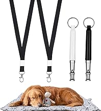 2 x Ultrasonic Dog Whistle (Black and White) with Strap, High Frequency Silent for Training and Reliable Dog Recall.