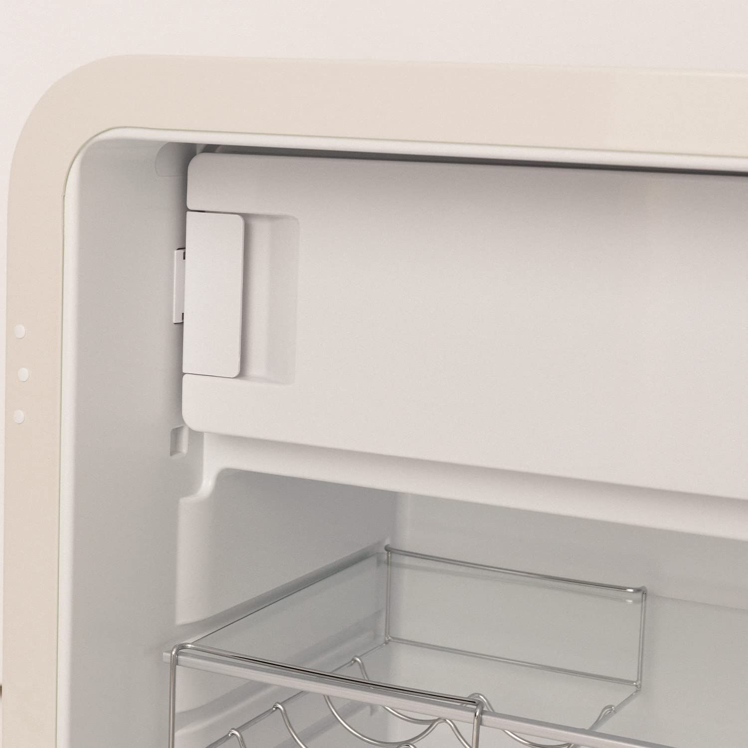CREATE / RETRO FRIDGE 83.5 ROSE GOLD/Frigorifero bianco sporco maniglia oro rosato/Minibar, congelatore, 83.5 cm