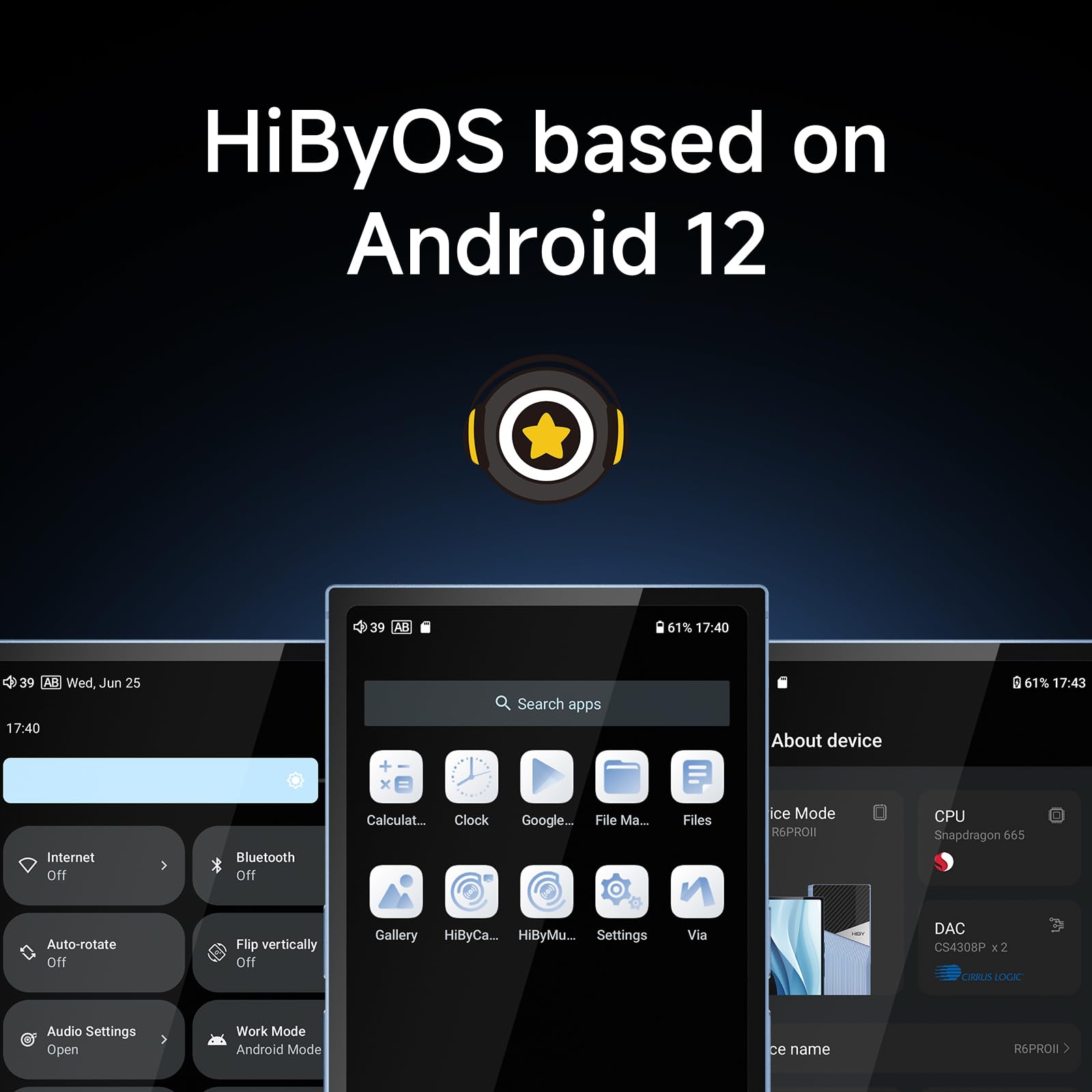HiBy R6 ProII 2025 - Cyfrowy odtwarzacz audio z systemem operacyjnym Android 12, wzmacniacz klasy A, 5,9-calowy ekran dotykowy, 6 GB pamięci RAM + 128 GB pamięci + rozszerzalna pamięć do 2 TB