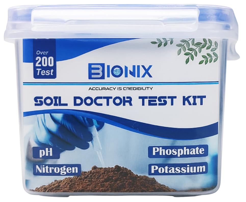 Bionix Soil Doctor Test kit (200 Test) | pH Nitrogen Potassium Phosphorus Soil Testing kit.