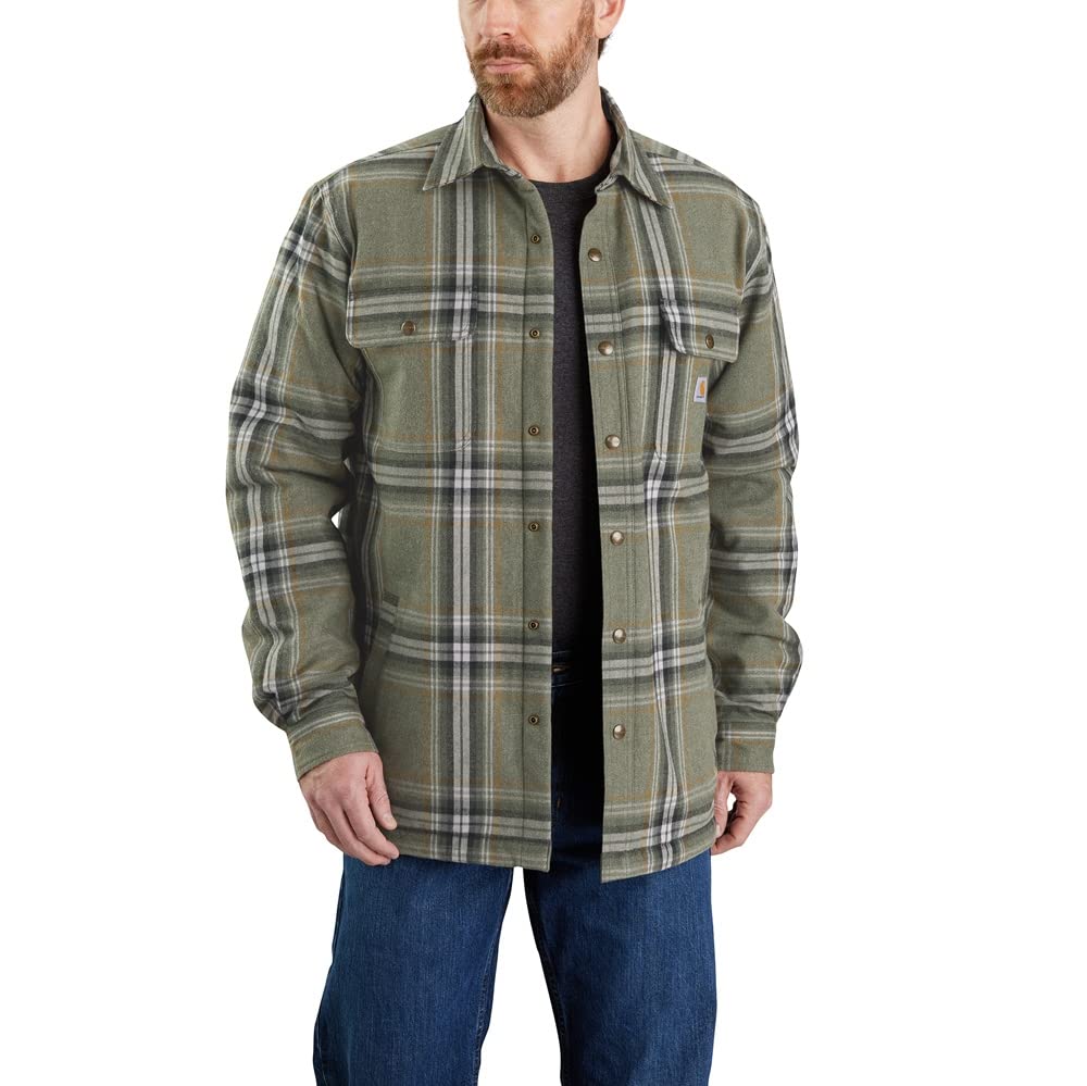 Carhartt Men's 105430 Relaxed Fit Flannel Sherpa-Lined Shirt Jac