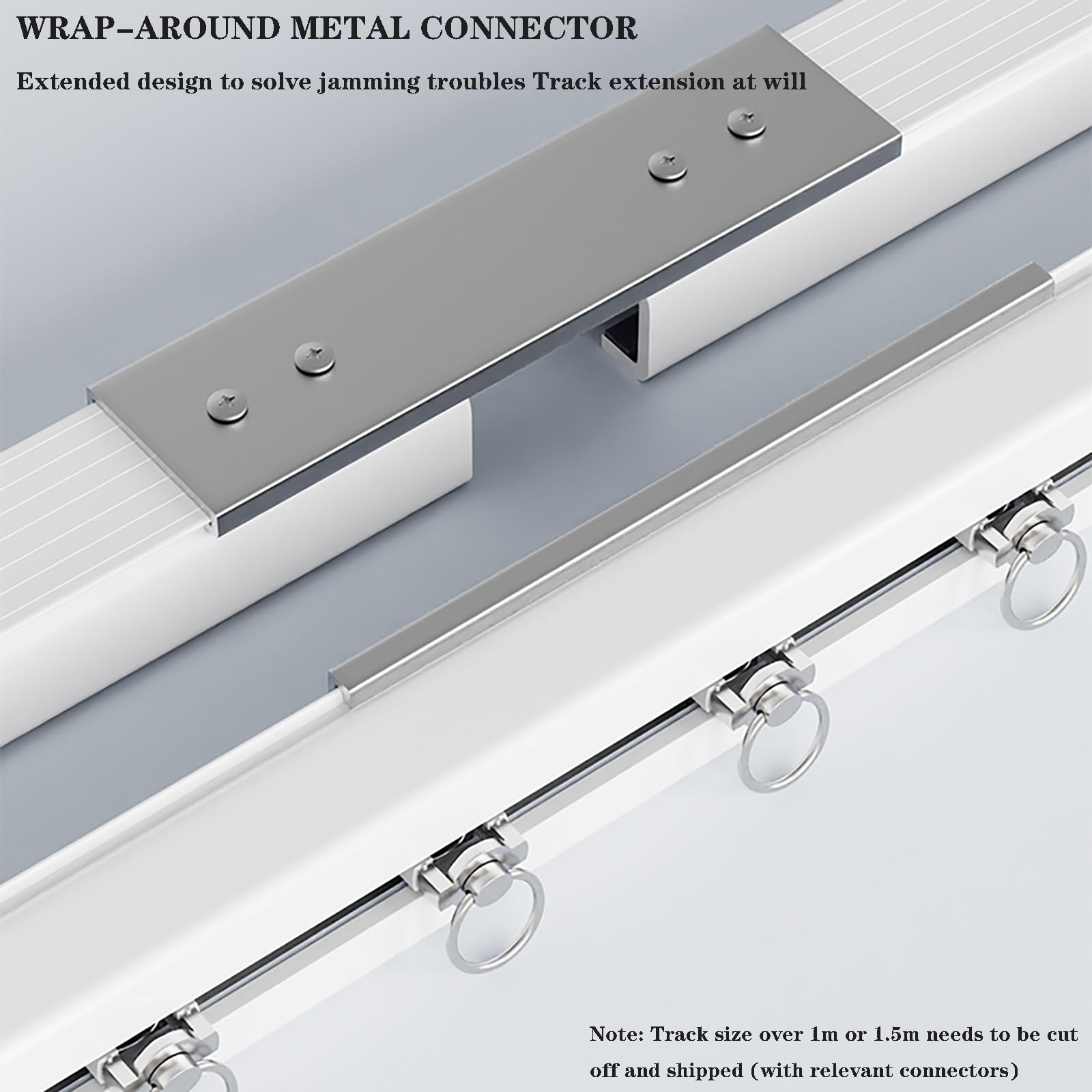 Wytrzymała aluminiowa listwa sufitowa lub ścienna z wbudowaną taśmą tłumiącą dźwięk, 1,8 m (2 x 90 cm), biała i szampańska, idealna do redukcji hałasu i płynnej pracy