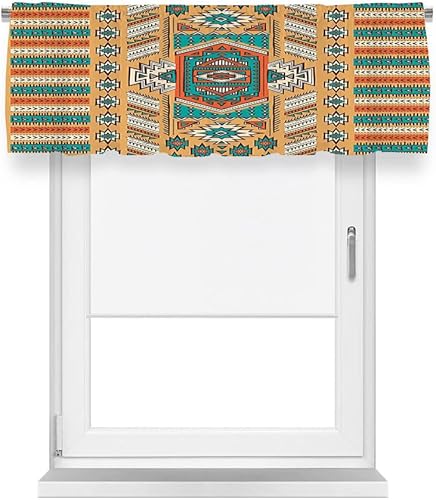 LIGUTARS Blackout Short Curtains, Tribal Decor Blackout Window Curtains Ombre, Indian Aztec Secret Tribe Pattern Tribal, 60" W x 18" L, for Living