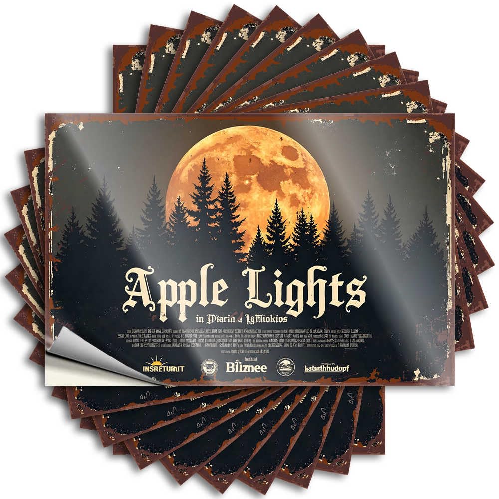 Quote Retro Home Decor Durable Vinyl - Apple Lights: A Mystical Forest Illuminated By Moonlight Wall for Mold Use(6X9CM)