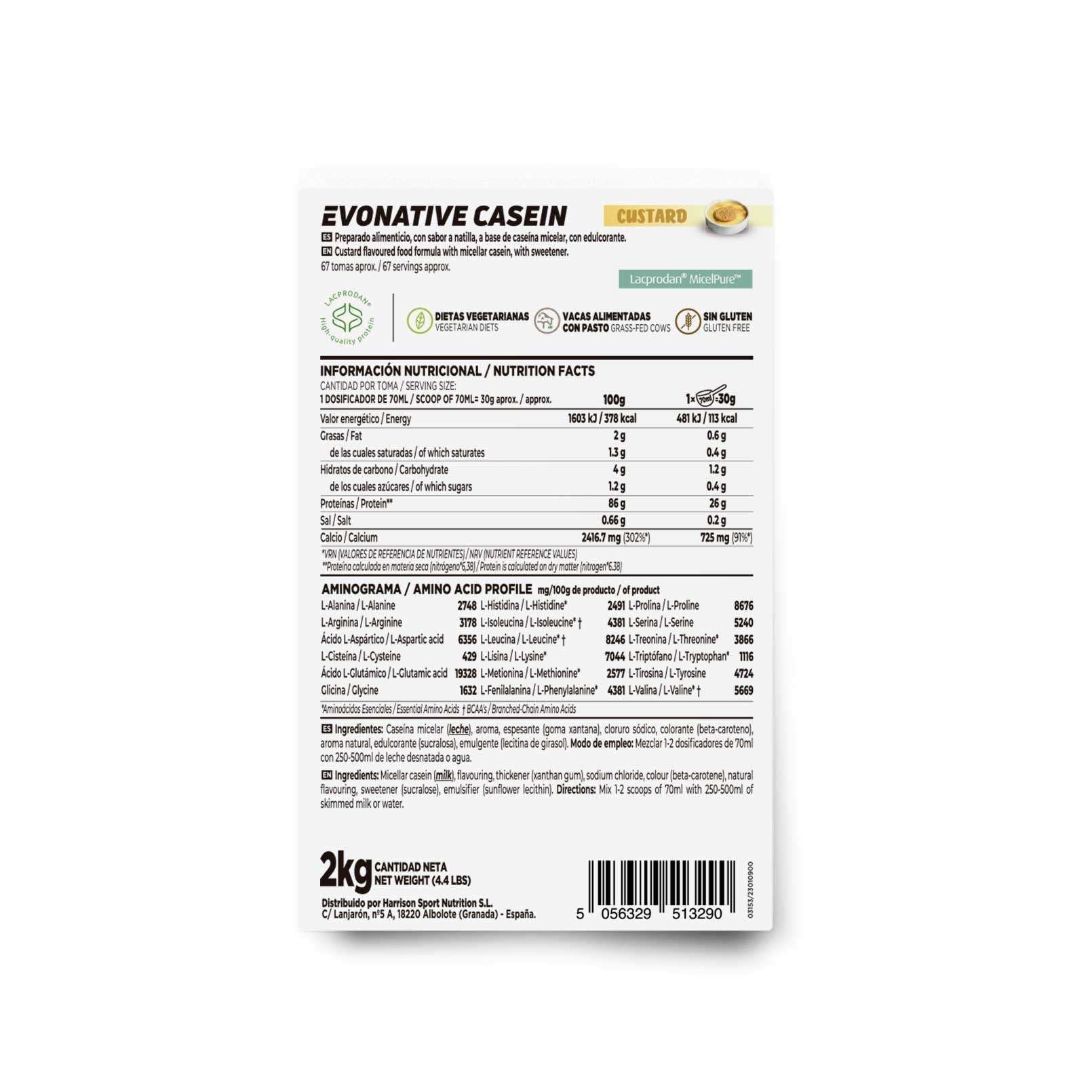 HSN Native Casein Micelarna Kazeina (87% rodzimej miceli) | Kremowa 2 kg = 67 koktajli w opakowaniu | Arla Lacprodan® MicelPure™ | Nie-GMO, Wegetariańska, Bezglutenowa