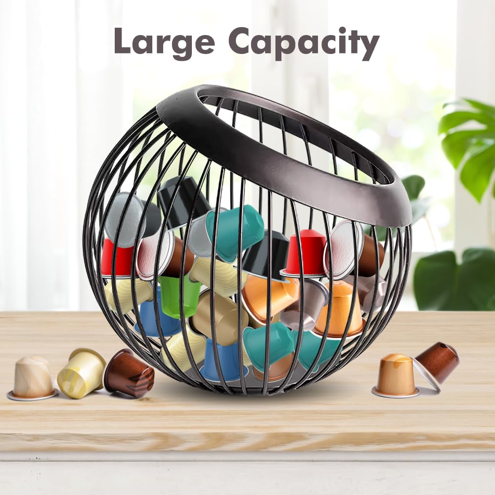 Visceralyx Coffee Pod Holder, Large Capacity Kup Holders and Espresso Coffee Pod Organizer for Counter, Coffee Pod Storage Basket-Black