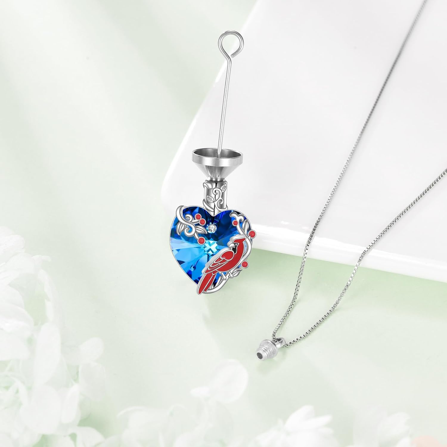 TOUPOP Sterling Silver Urn Necklace for Ashes with Crystal Memorial Keepsake Hummingbird/Dragonfly/Butterfly/Cardinal Cremeation Jewelry Birthday Christmas Gifts for Her Women - Image 6