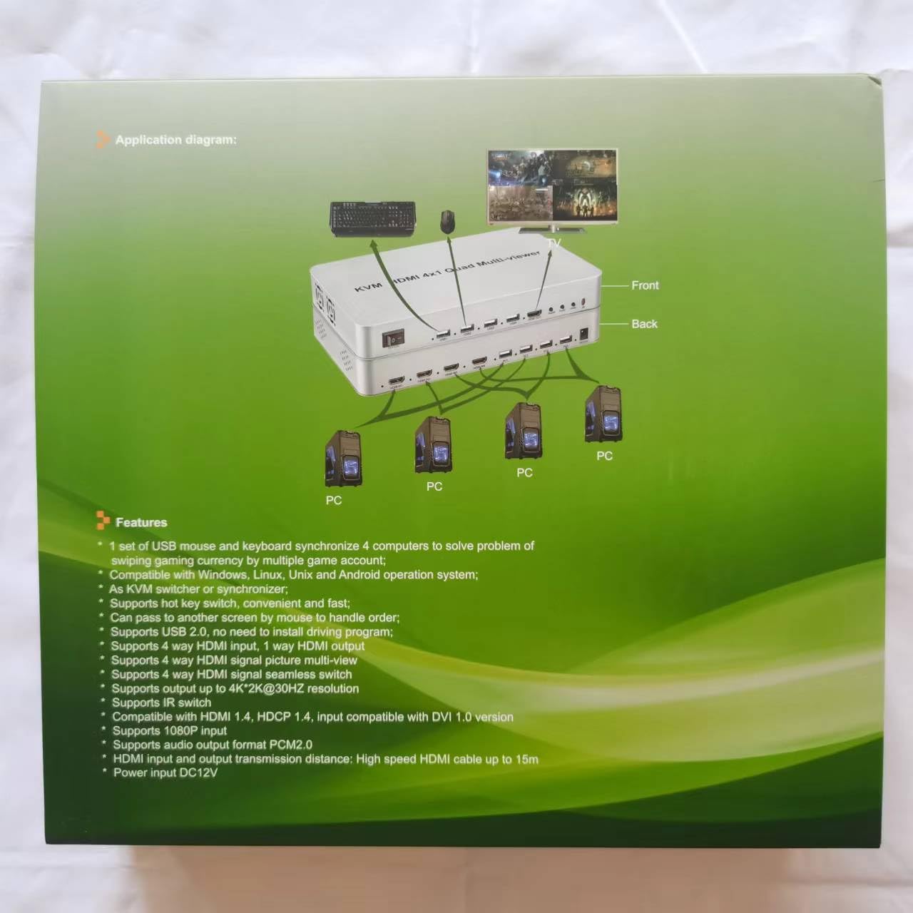 HDMI KVM Quad Splitter 4 x 1, 4K 60 Hz KVM Multi-Viewer 4X1 z bezszwową 4 w 1 HDMI Multi Viewer do klawiatury USB i myszy PC (4K 60 Hz)