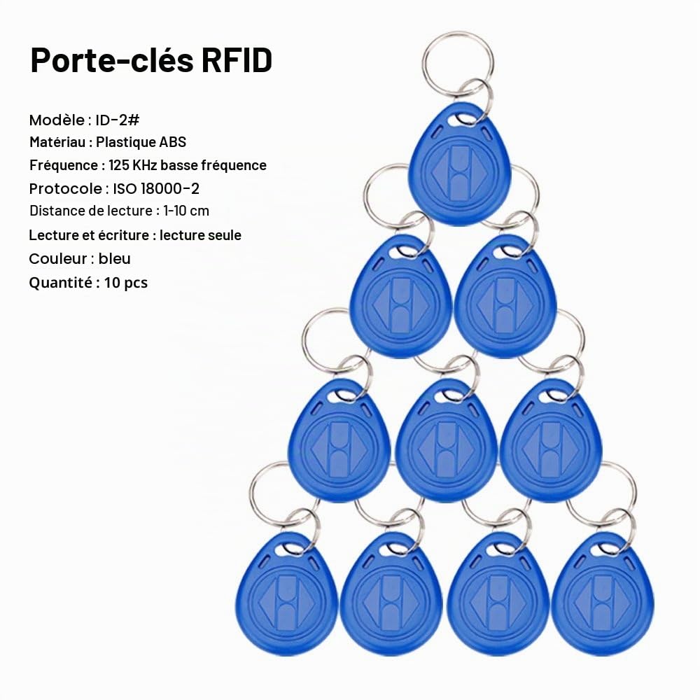 LIBO Kit Complet de Clavier de contrôle d'accès Filaire RFID 125KHz avec Serrure électronique de verrou électrique de DC12V, Alimentation 3A, Bouton de Sortie, Cartes-clés ID 10pcs