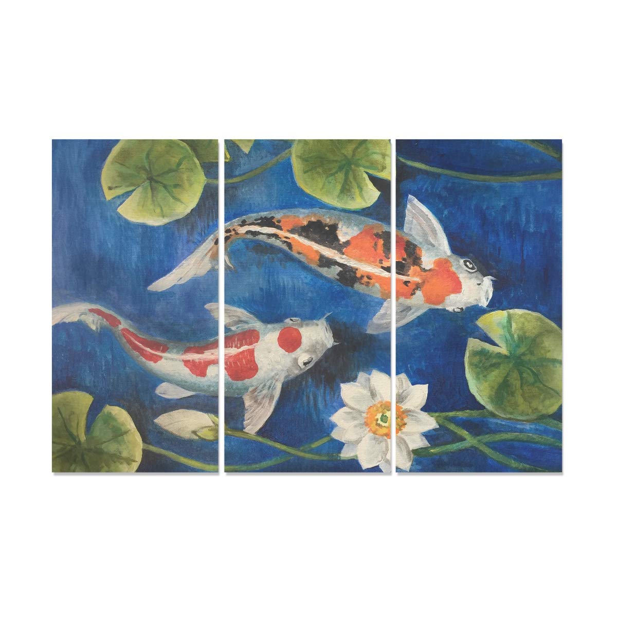 YUMOING3 Panel Canvas Wall Art Colorful Koi Fish in A Pond Wall Art Canvas Prints Wall Decor for Home Living Room Bedroom Bathroom Wall Decor Posters 15"x30"/Piece