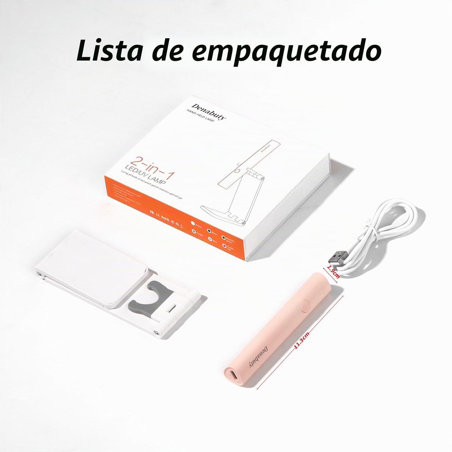 Lampara Uñas Semipermanentes, Denabuty Mini Lampara UV LED Uñas 3W, Secador de Uñas Portátil et Recargable con 2 Temporizador 20/60S, para Manicura, Resina de Extensión de Gel DIY Arte de Uñas Rosa
