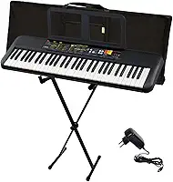 Kit Teclado Arranjador 61 Teclas PSR F52 com Fonte Bivolt e Suporte em X