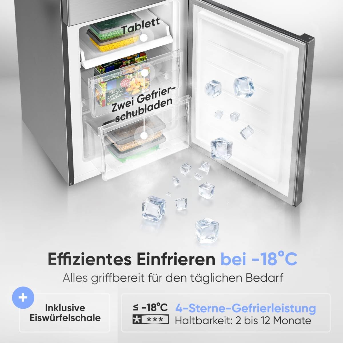 Bomann KG 7369 Kühlschrank mit Gefrierfach Energieklasse C 176cm LowFrost Kühl Gefrierkombination silber