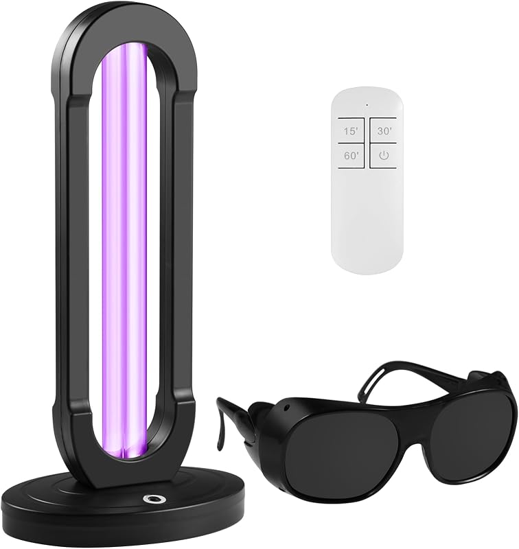 Lámpara UVC de luz UV de 38 W | Refresco de aire y superficie de 265 nm | Construcción de una sola pieza, temporizador de 3 etapas, control remoto + manual con zumbador | Evite la exposición (con ozono)