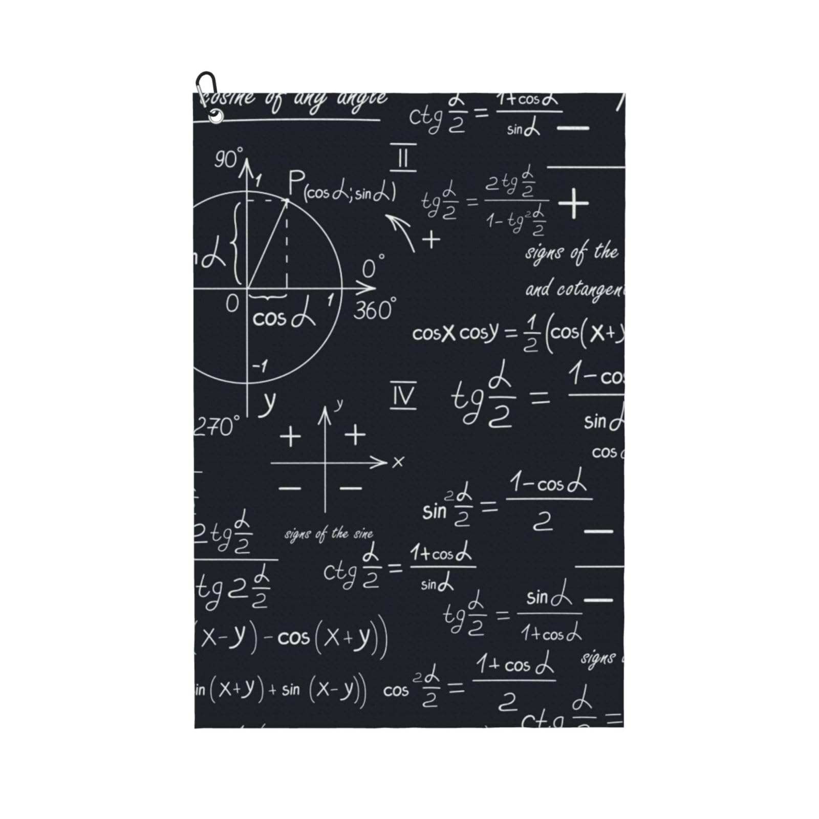 Hnnkloy Mathematical Seamless With Geometric Shapes Formulas, 16x24 in Portable Waffle Golf Towels with Carabiner Clip for Golf Bag