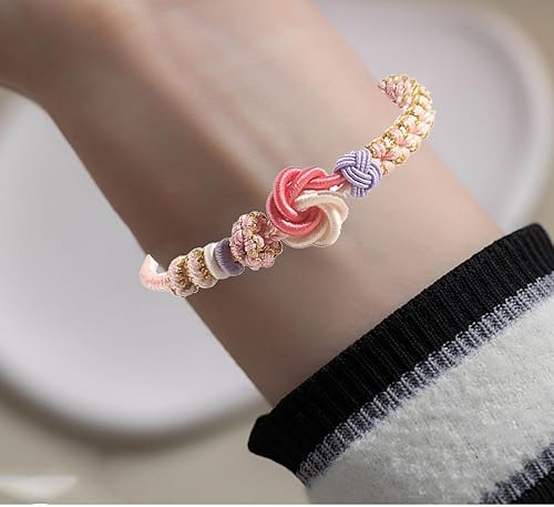 Miniatura 7 de DIOWUS Pulsera con nudo de cereza, con texto en inglés To My Granddaughter A Link That Can Be Undone, ajustable, trenzada, a mano, para mujer,