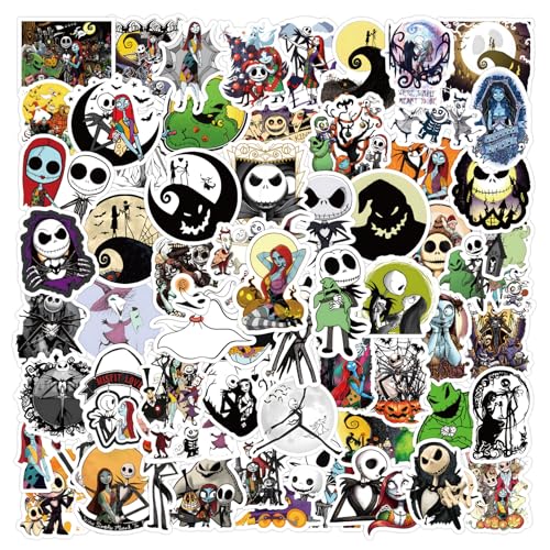 50Pcs The Nightmare Before Christmas Stickers - Halloween Horror Movie Decorative Waterproof Decal Stickers for Kids Teens & Adults for Water Bottle Laptop Toy Sticker (Nightmare)