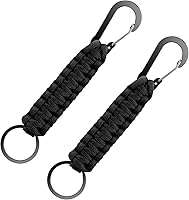Mabor 2-Pack Heavy Duty Paracord Keychains with Clip - Braided Lanyard for Keys, Backpack, Men Women (Black)