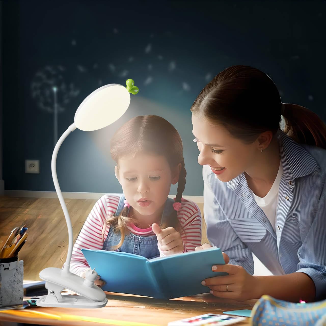 Lampada con Pinza per Bambini, LED Luce per Lettura Libri a Letto