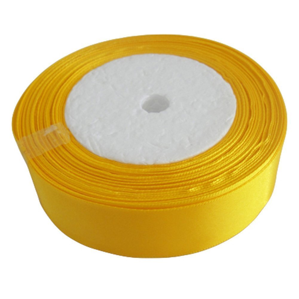 Gcs London Yellow 25 Yards / 23Meters Of Satin Ribbon 12Mm For Gifts Wrap Sew Party, Decorations Events Dress Wedding Christmas Crafts, Bows Car, Floral Balloons Diy, Bouquets, Cake (Yellow)
