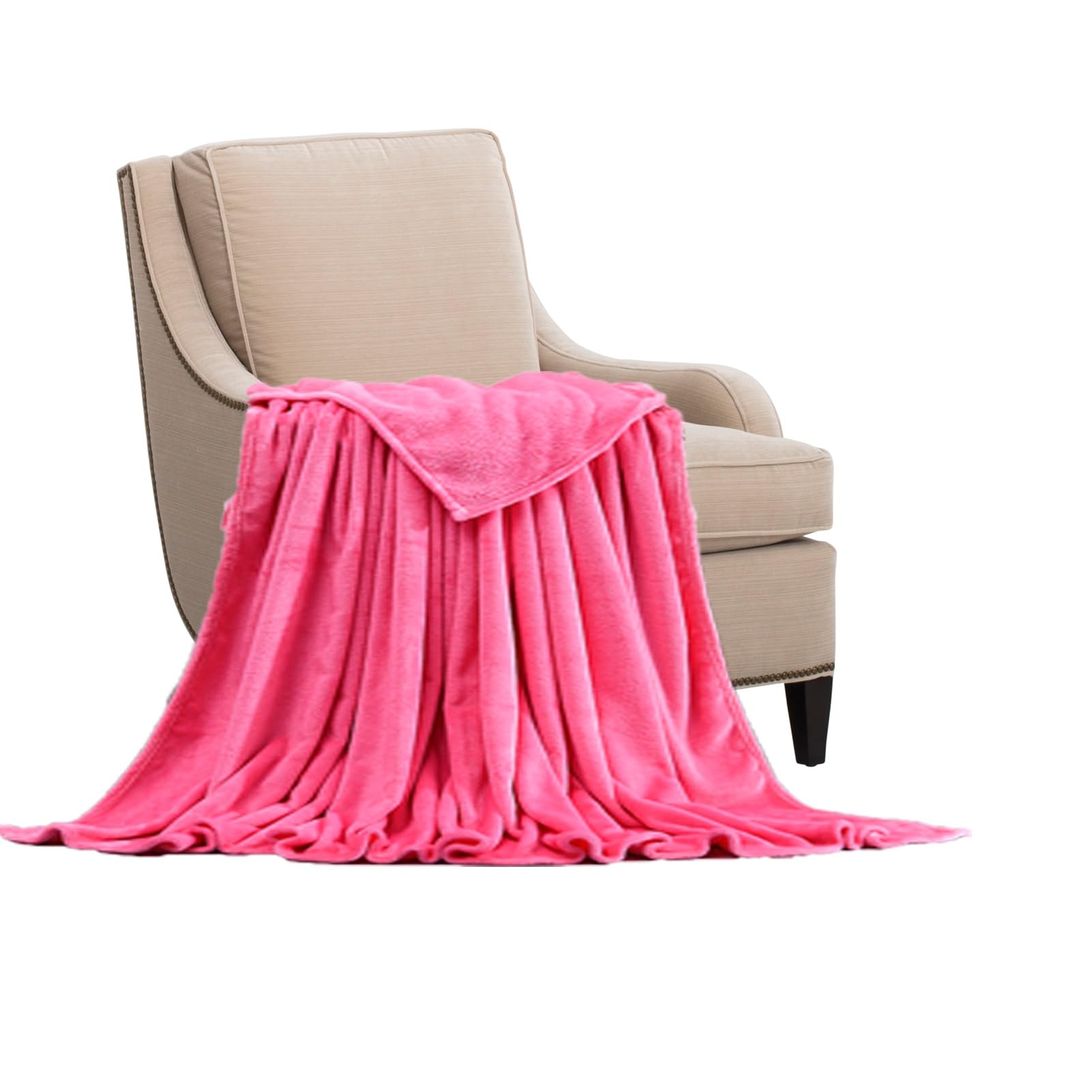 STGAO Large Throw 200 x 240 cm Thick Cotton Large Size Fluffy Blanket Textured Solid for Bedroom, Couch, Travel, Kids, Camping, Dark Pink