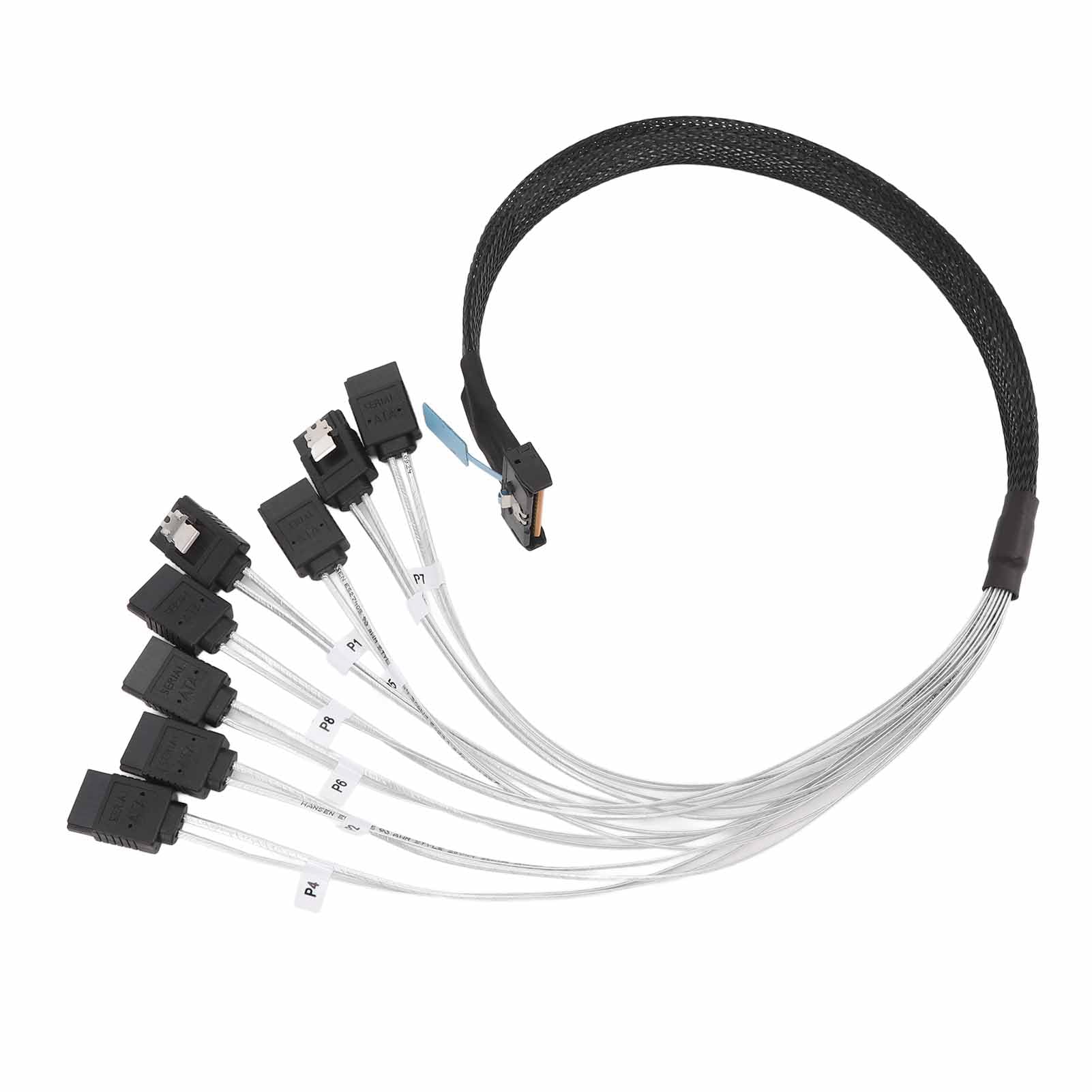 Keenso Cavo di Trasmissione Dati Ad Alta velocità MCIO da 8i a 8xSATA3.0 per Data Center, Cavo OFC PCIE 5.0 Placcato Argento per Connessione Al Server