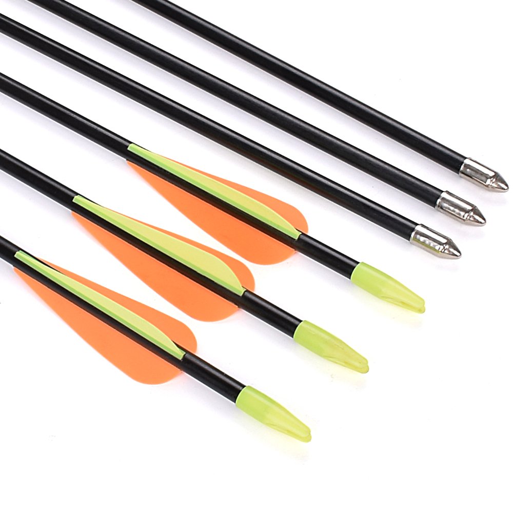NIKA ARCHERY 28 30 31 Zoll Pfeil Fiberglas-Bogenschießen-Zielpfeile – Übungspfeil oder Jugendpfeil für Recurvebogen-Compoundbogenschießen (6/12 Stück)