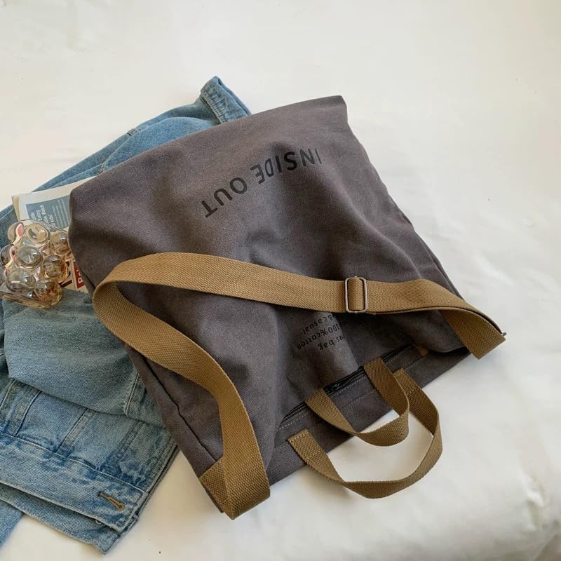 Bolso Tote de moda con gran capacidad y cierre gris miniatura 6