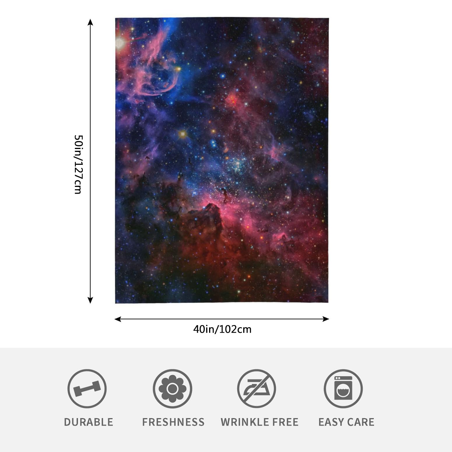HGOD DESIGNS Galaxy Fleece Throw Blanket Ultra Soft Cozy Blooming Decorative Flannel Blanket All Season for Home Couch Bed Chair Travel 100x130cm - Image 2