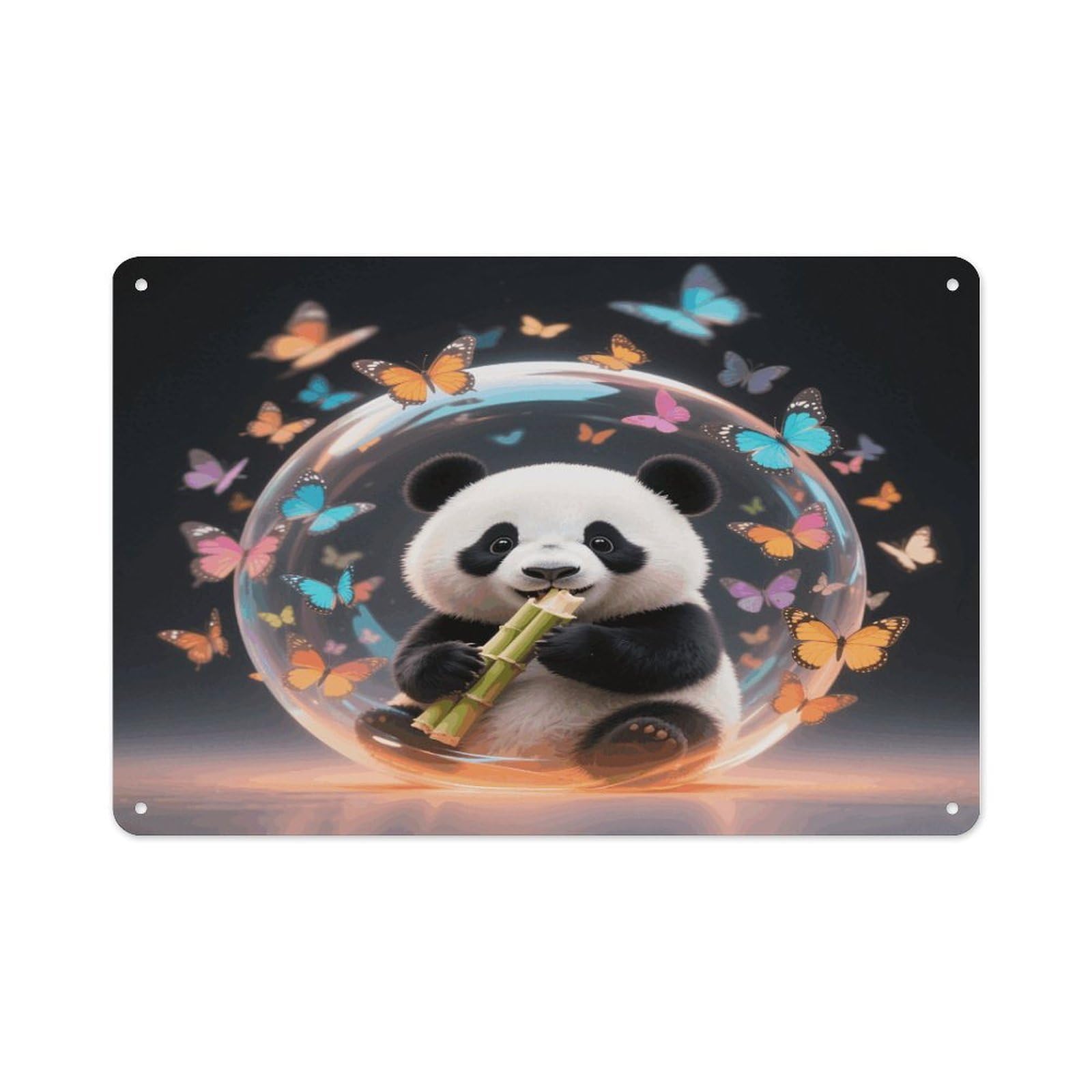 VstaDank Orange Bubble Windmill Panda Wall Art Prints Metal Sign Decor Painting Aluminum Wall Hanging Decor Vintage Poster Sublimation Picture Panel Weatherproof Art Decorative Wall Decors